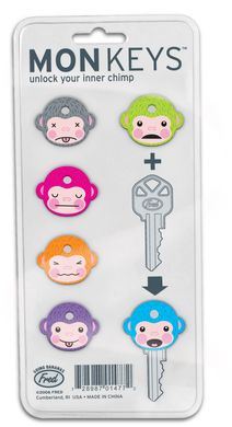Накладки на ключі Monkeys, Разноцветный (Розовый и зеленый), Spectra