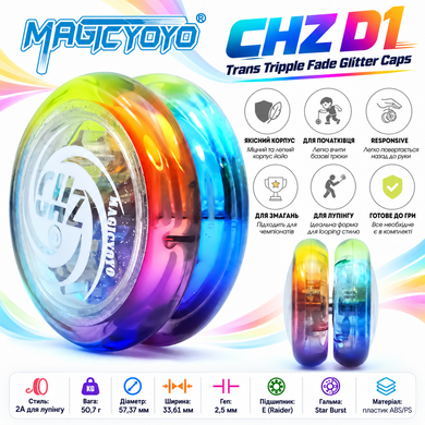 Magicyoyo D1 йо-йо Trans tripple Fade Glitter caps